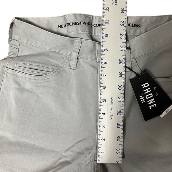 Rhone Pants Mens Grey Slim Straight Griffin Twill 5 Pocket Stretch 28 x 33 - Picture 5 of 11
